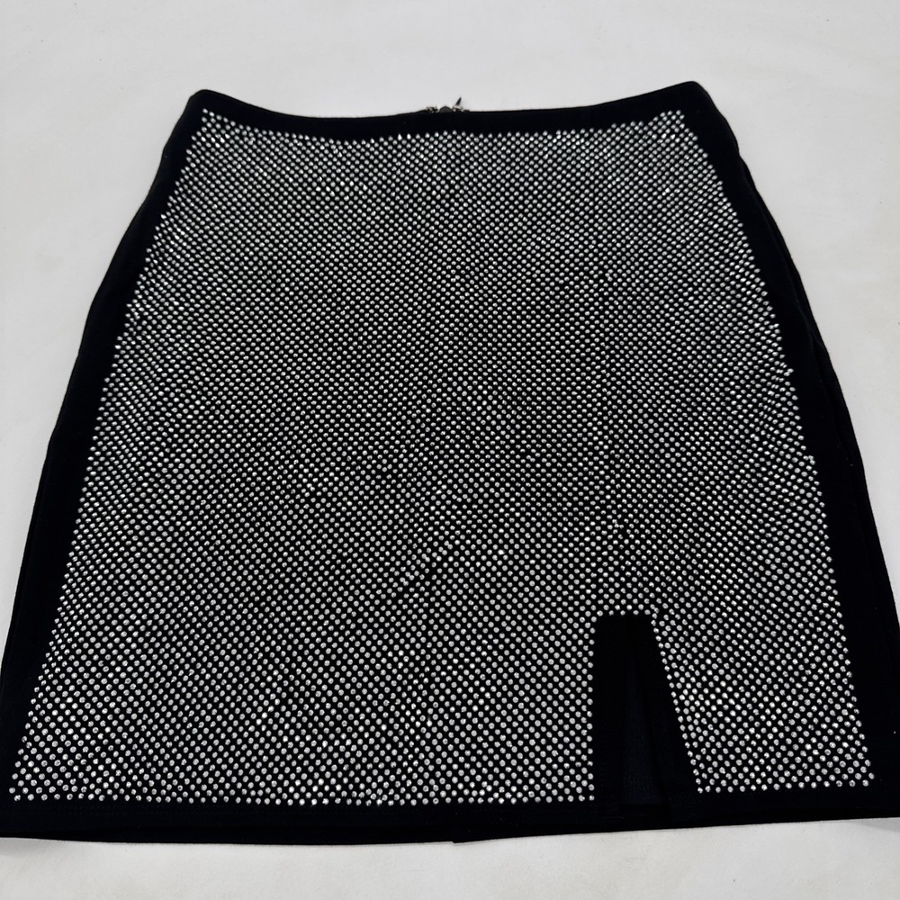 WFFS Black Sparkle Rhinestones Mini Skirt Size Small Stretchy